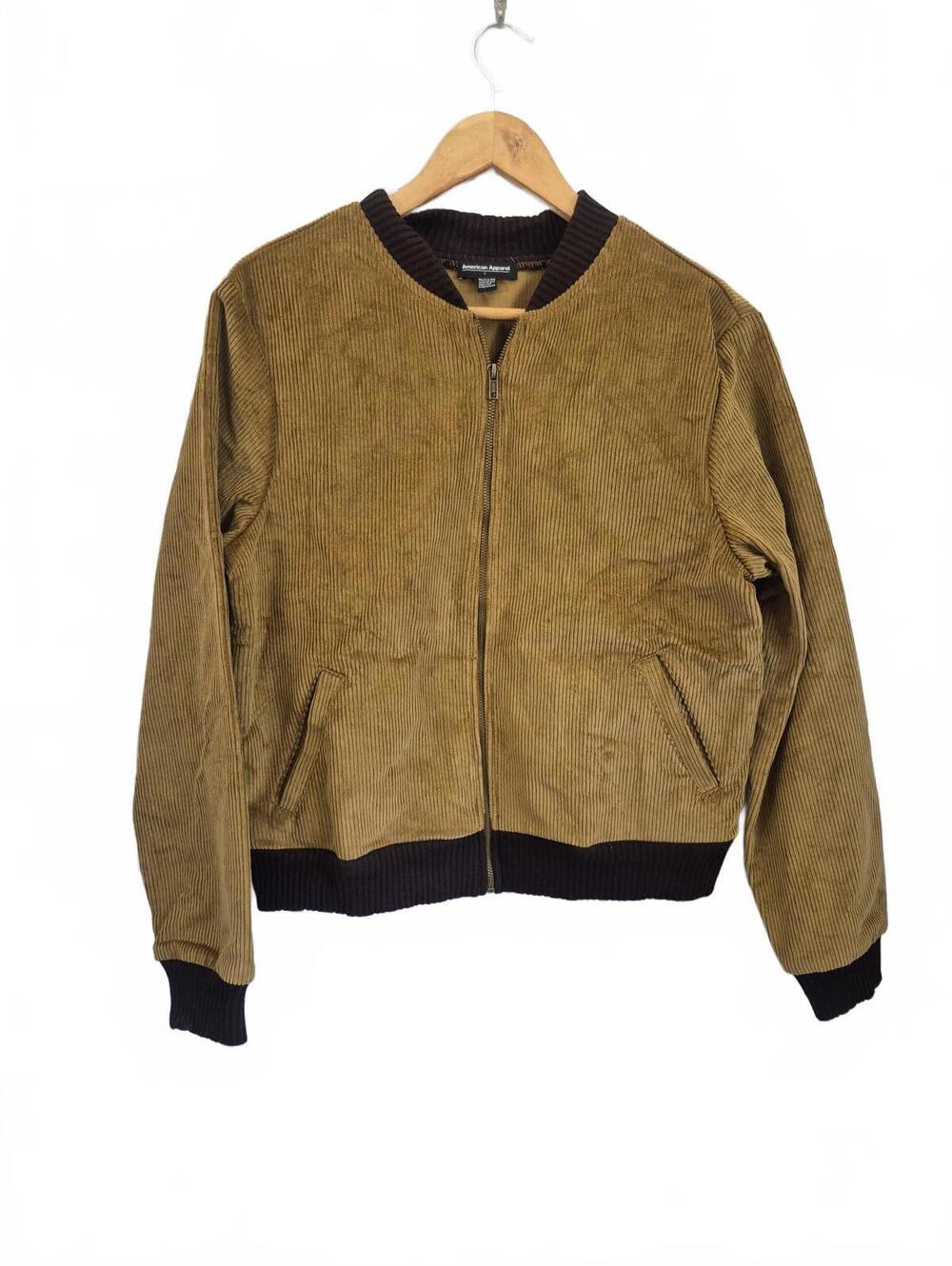 American Apparel Women’s Tan Corduroy Bomber Baseball Jacket Size L
